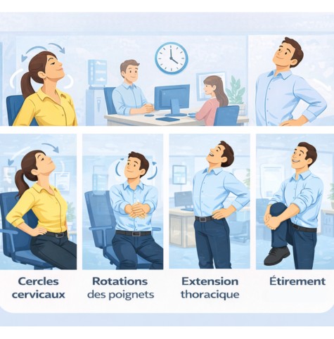 Exemple d'exercices de réveil musculaire pour du personnel de bureau