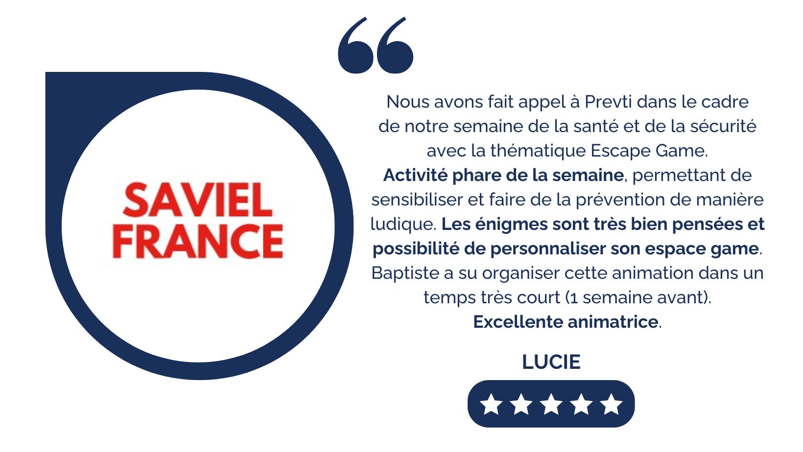 Avis client SAVIEL - Semaine QVCT